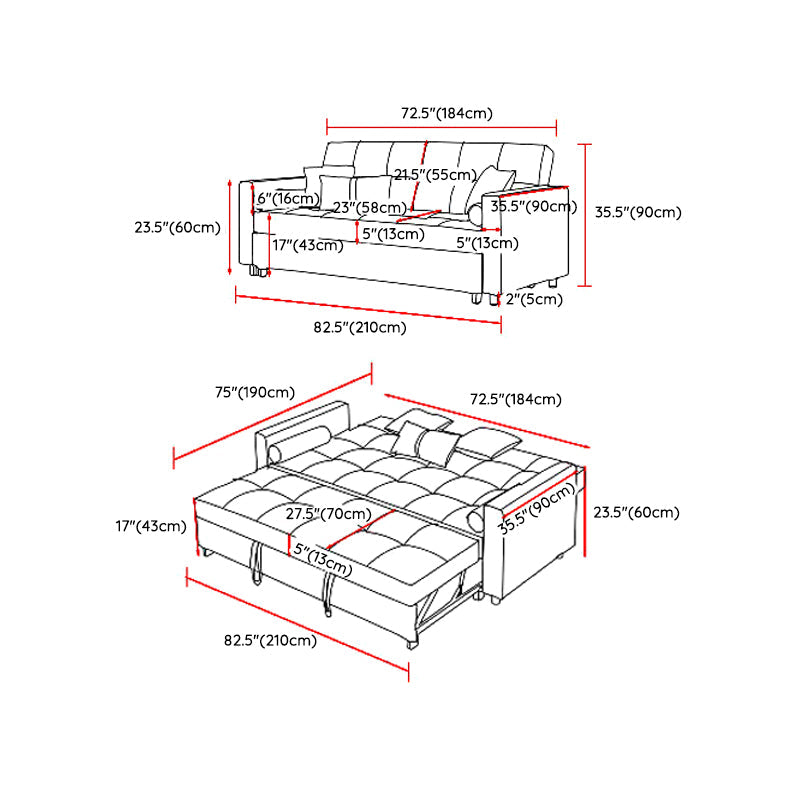 Blu 35.43 "divano da divano a letto largo letto con biscotto