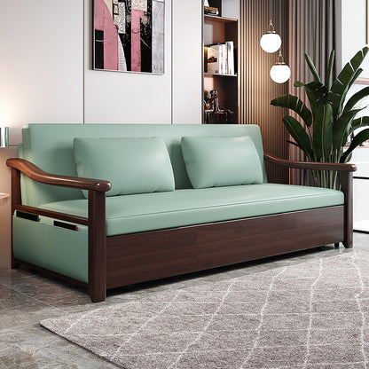 Faux leather Sofa Bed 31.49" Wide Solid Wood Contemporary Sleeper Sofa Green Clearhalo 'furn' 'furn_futons' 'Furniture' 'Futons & Daybeds' 'Futons' 'Living Room Furniture' 6177616