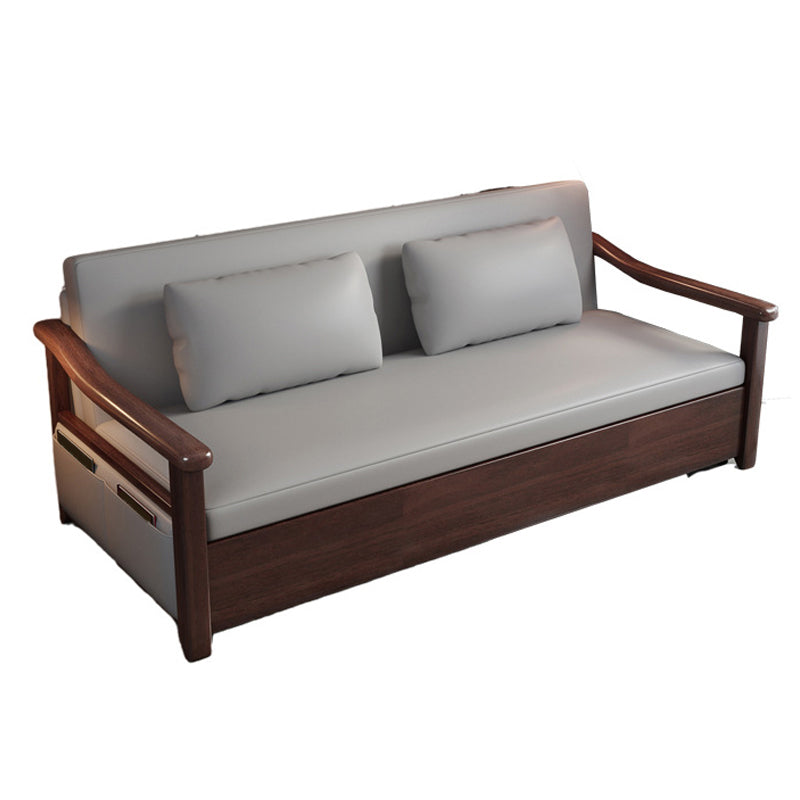 Faux leather Sofa Bed 31.49" Wide Solid Wood Contemporary Sleeper Sofa Clearhalo 'furn' 'furn_futons' 'Furniture' 'Futons & Daybeds' 'Futons' 'Living Room Furniture' 6177621