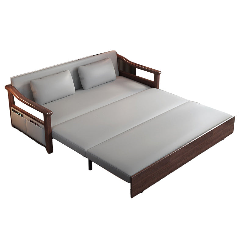 Faux leather Sofa Bed 31.49" Wide Solid Wood Contemporary Sleeper Sofa Clearhalo 'furn' 'furn_futons' 'Furniture' 'Futons & Daybeds' 'Futons' 'Living Room Furniture' 6177622