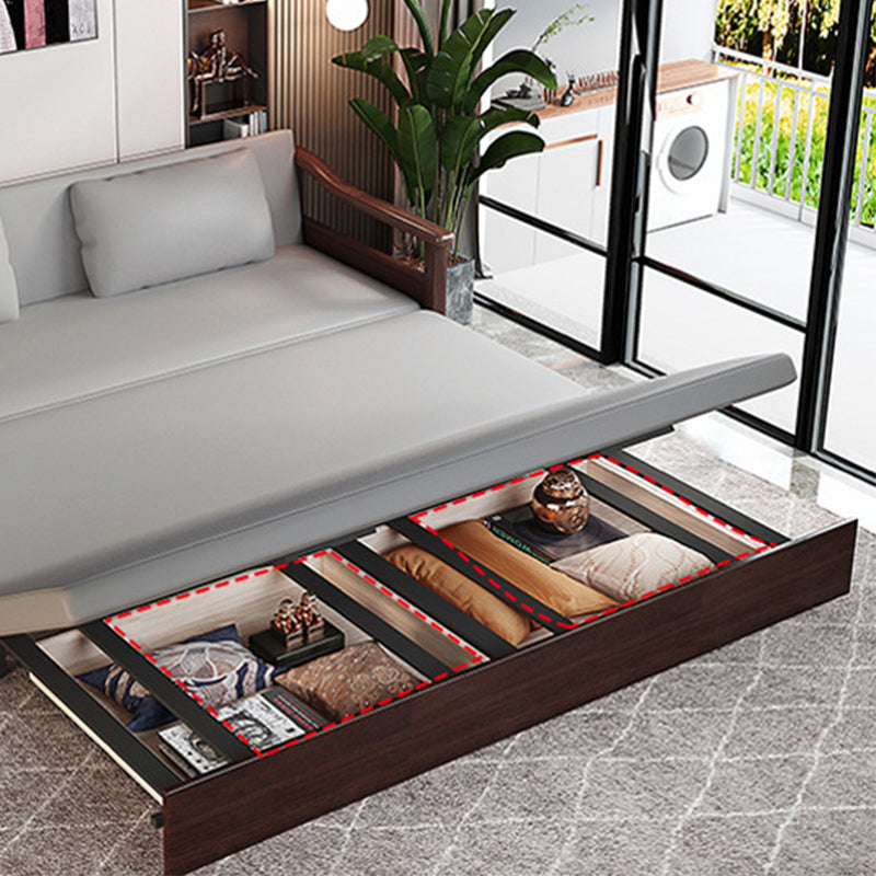 Faux leather Sofa Bed 31.49" Wide Solid Wood Contemporary Sleeper Sofa Clearhalo 'furn' 'furn_futons' 'Furniture' 'Futons & Daybeds' 'Futons' 'Living Room Furniture' 6177623