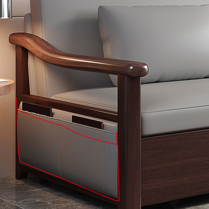 Faux leather Sofa Bed 31.49" Wide Solid Wood Contemporary Sleeper Sofa Clearhalo 'furn' 'furn_futons' 'Furniture' 'Futons & Daybeds' 'Futons' 'Living Room Furniture' 6177624