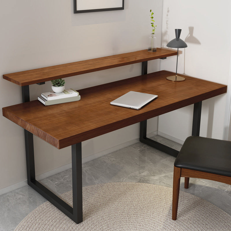 Home Computer Desk Brown Metal Sled Bein Beinstudienschreibtisch für Büro