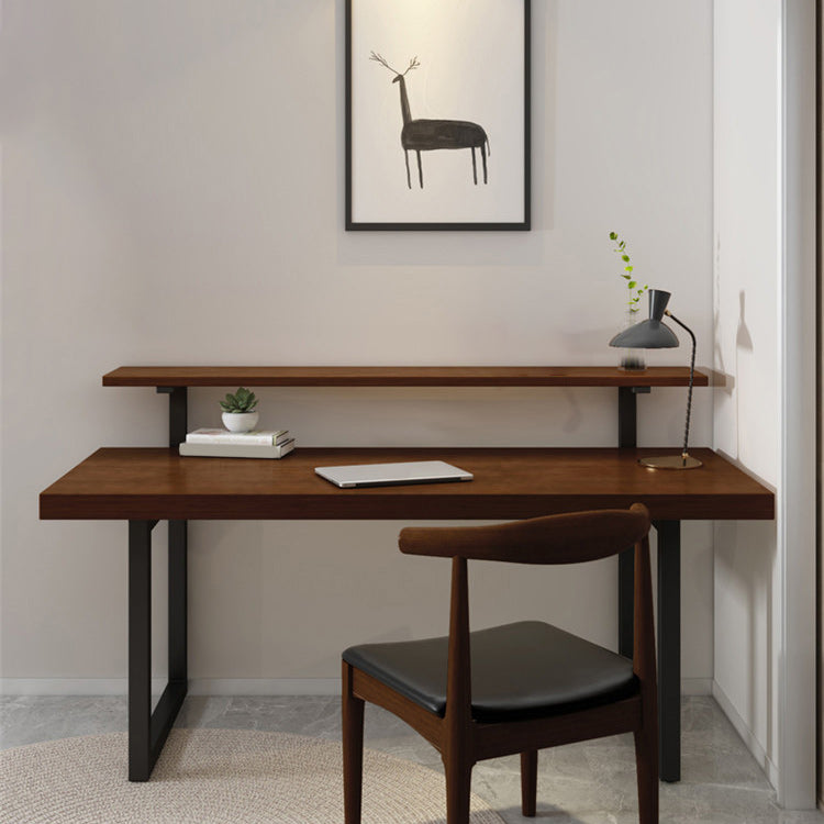 Home Computer Desk Brown Metal Sled Bein Beinstudienschreibtisch für Büro