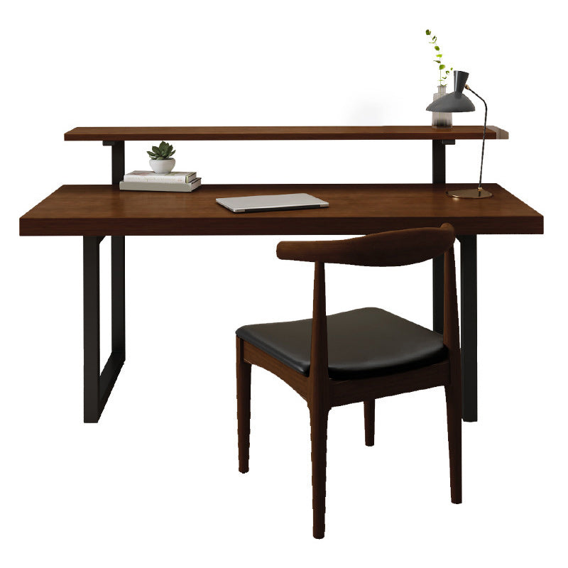 Home Computer Desk Brown Metal Sled Bein Beinstudienschreibtisch für Büro