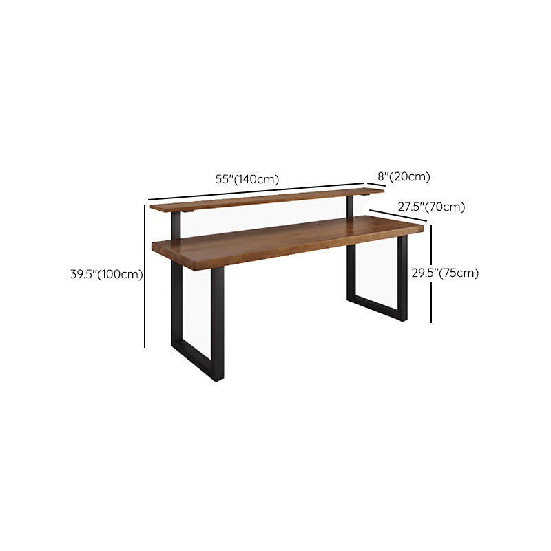 Home Computer Desk Brown Metal Sled Bein Beinstudienschreibtisch für Büro
