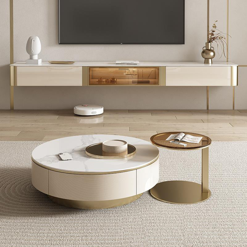 Glam Stone TV Console Floating TV Media Stand for Living Room Clearhalo 'furn' 'furn_tv_stands_entertainment_centers' 'Furniture' 'Living Room Furniture' 'TV Stands & Entertainment Centers' 'TV Stands & Media Storage Furniture' 'tv_stands_entertainment_centers' 6182377