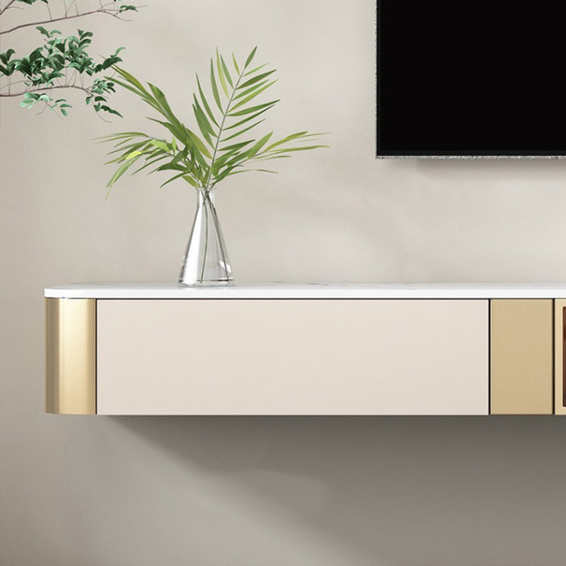 Glam Stone TV Console Floating TV Media Stand for Living Room Clearhalo 'furn' 'furn_tv_stands_entertainment_centers' 'Furniture' 'Living Room Furniture' 'TV Stands & Entertainment Centers' 'TV Stands & Media Storage Furniture' 'tv_stands_entertainment_centers' 6182380