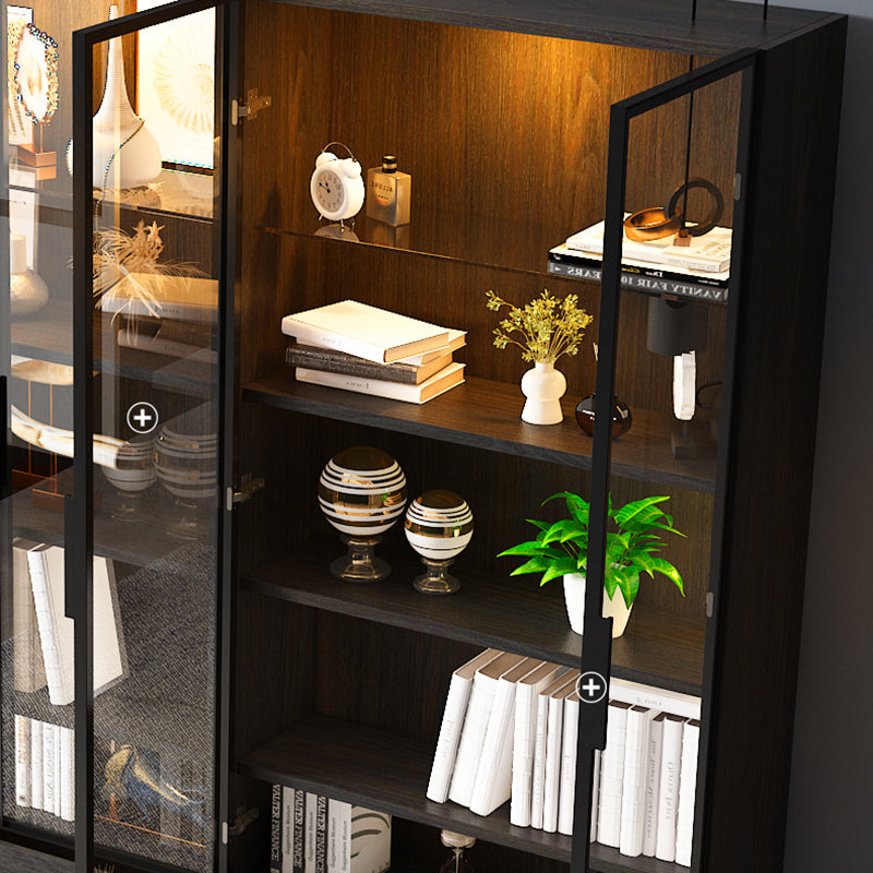 Scandinavische faux houten opbergkast glazen deuren displaykast voor woonkamer