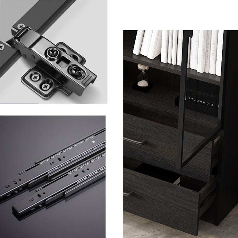 Scandinavische faux houten opbergkast glazen deuren displaykast voor woonkamer