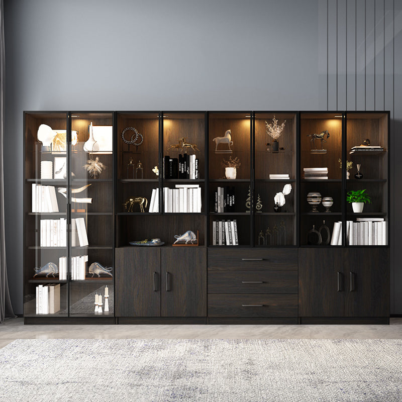 Scandinavische faux houten opbergkast glazen deuren displaykast voor woonkamer