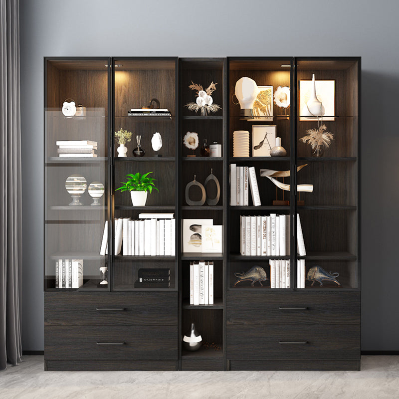 Scandinavische faux houten opbergkast glazen deuren displaykast voor woonkamer