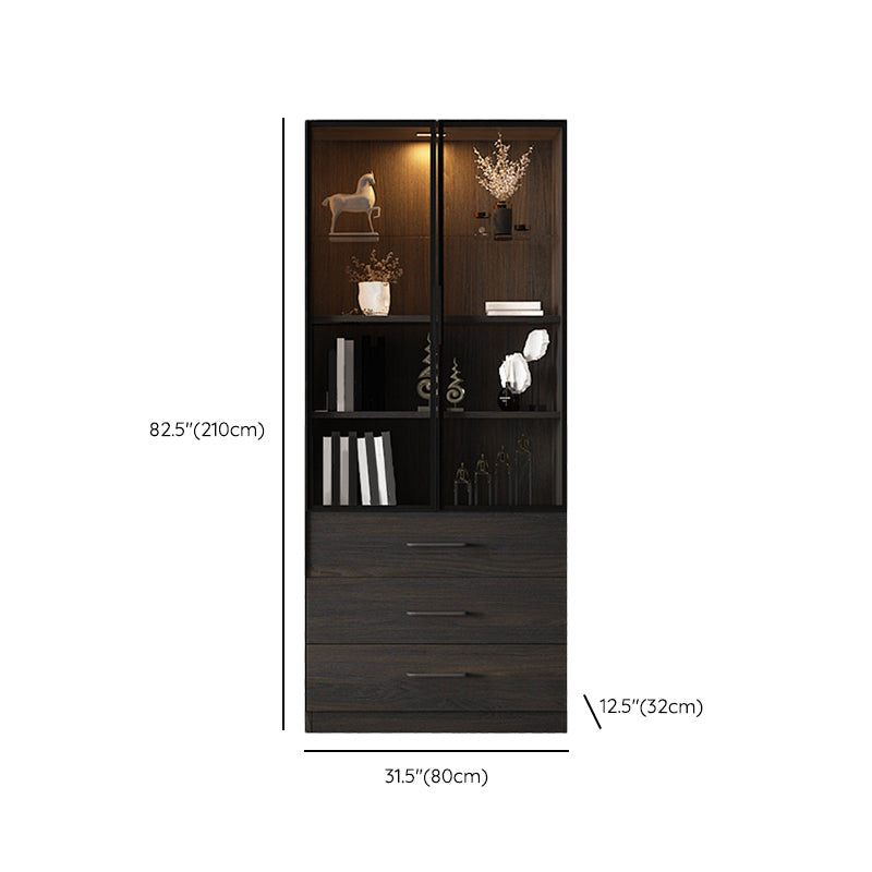 Scandinavische faux houten opbergkast glazen deuren displaykast voor woonkamer
