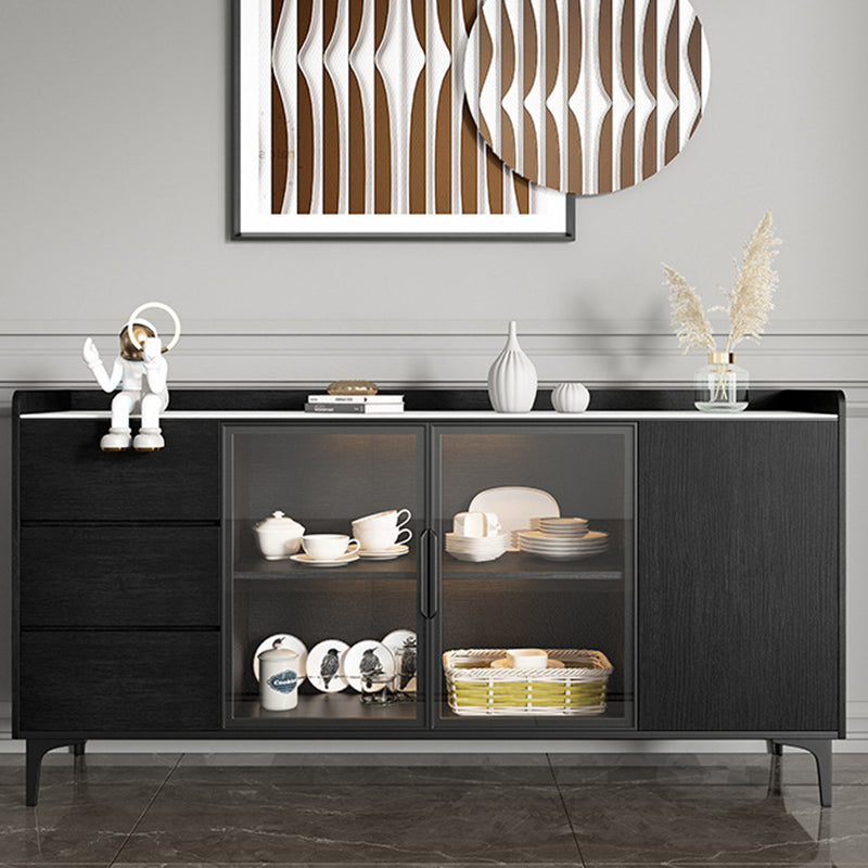 Armoire d'affichage en faux bois moderne 3 tiroirs standard standard pour salle à manger