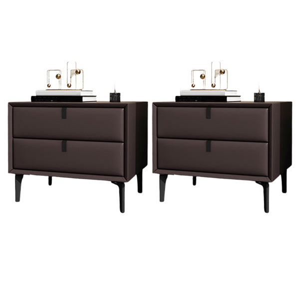 Solid Wood Bed Nightstand Contemporary Night Table with 2 Drawers Coffee 2 Piece Set Clearhalo 'Bedroom Furniture' 'furn' 'furn_night_stand' 'Furniture' 'night_stand' 'Nightstands' 6182630