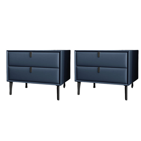 Solid Wood Bed Nightstand Contemporary Night Table with 2 Drawers Royal Blue 2 Piece Set Clearhalo 'Bedroom Furniture' 'furn' 'furn_night_stand' 'Furniture' 'night_stand' 'Nightstands' 6182632