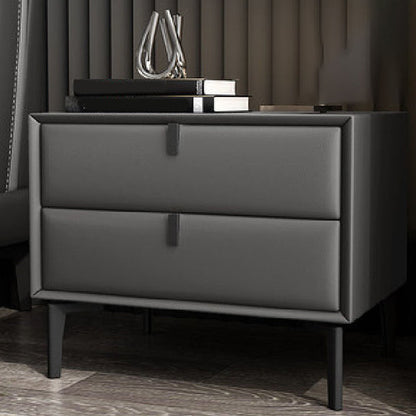 Solid Wood Bed Nightstand Contemporary Night Table with 2 Drawers Dark Gray 1 Piece Clearhalo 'Bedroom Furniture' 'furn' 'furn_night_stand' 'Furniture' 'night_stand' 'Nightstands' 6182639