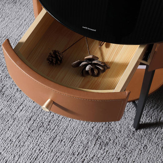 Cama de cuero y metal mesita de noche Modermalista Mesa de noche abierta con piernas con piernas