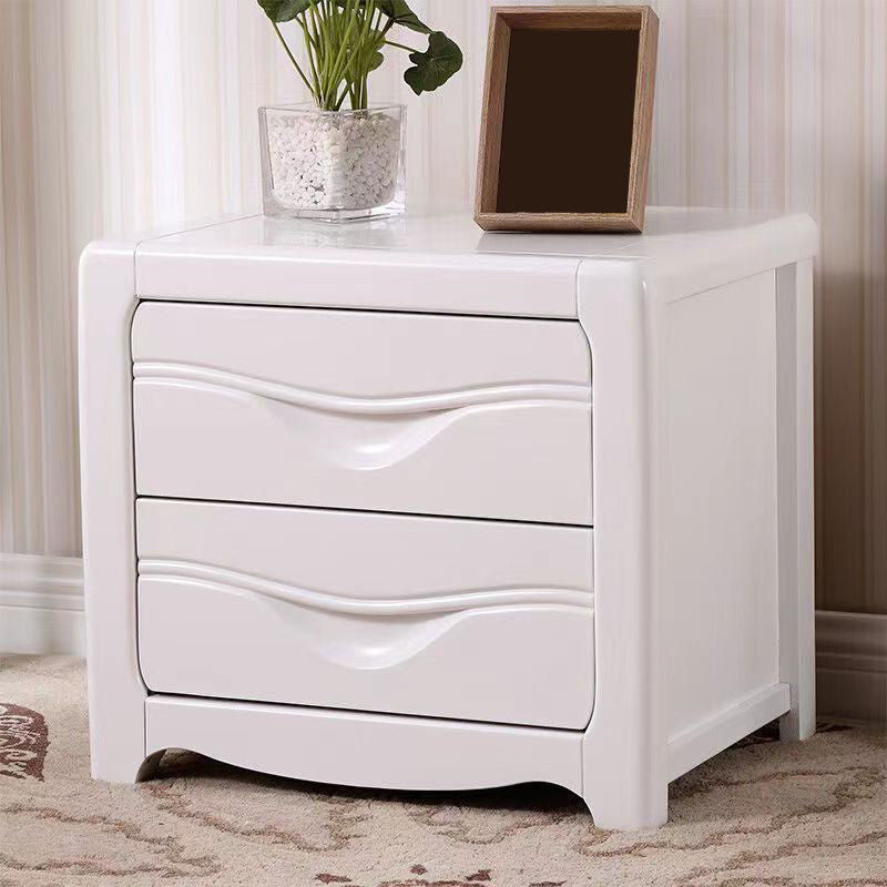 Solid Wood Nightstand Modern 2-drawer Bedside Cabinet for Living Room White 1 Piece Clearhalo 'Bedroom Furniture' 'furn' 'furn_night_stand' 'Furniture' 'night_stand' 'Nightstands' 6182695