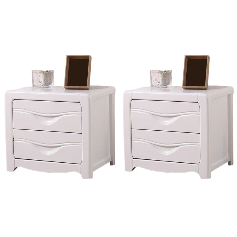 Solid Wood Nightstand Modern 2-drawer Bedside Cabinet for Living Room White 2 Piece Set Clearhalo 'Bedroom Furniture' 'furn' 'furn_night_stand' 'Furniture' 'night_stand' 'Nightstands' 6182696