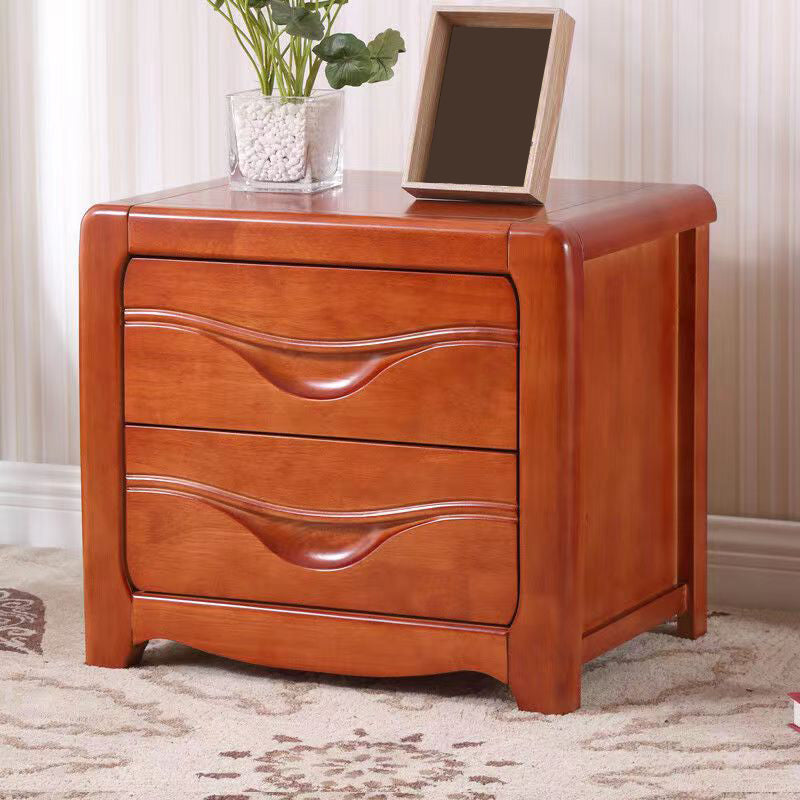 Solid Wood Nightstand Modern 2-drawer Bedside Cabinet for Living Room Red Brown 1 Piece Clearhalo 'Bedroom Furniture' 'furn' 'furn_night_stand' 'Furniture' 'night_stand' 'Nightstands' 6182697