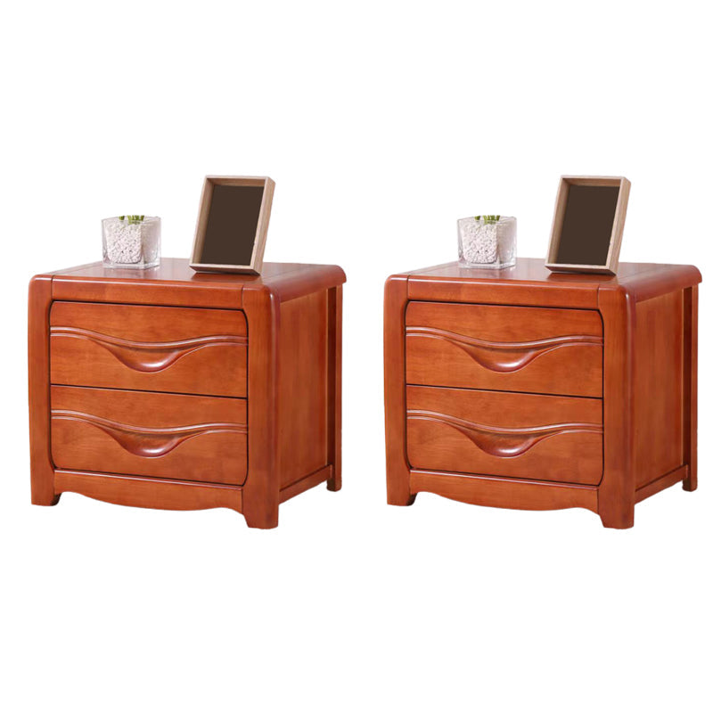 Solid Wood Nightstand Modern 2-drawer Bedside Cabinet for Living Room Red Brown 2 Piece Set Clearhalo 'Bedroom Furniture' 'furn' 'furn_night_stand' 'Furniture' 'night_stand' 'Nightstands' 6182698