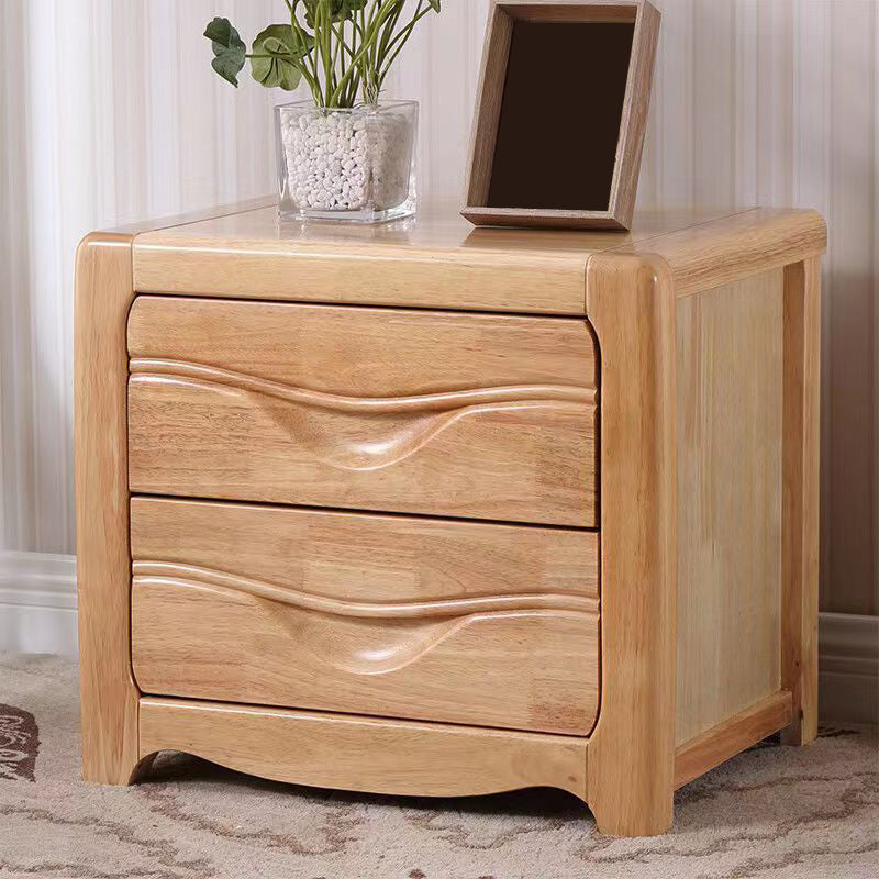 Solid Wood Nightstand Modern 2-drawer Bedside Cabinet for Living Room Natural 1 Piece Clearhalo 'Bedroom Furniture' 'furn' 'furn_night_stand' 'Furniture' 'night_stand' 'Nightstands' 6182699