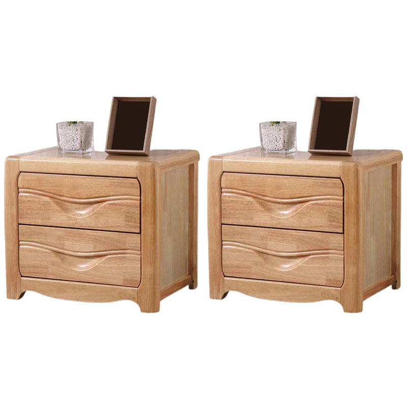 Solid Wood Nightstand Modern 2-drawer Bedside Cabinet for Living Room Natural 2 Piece Set Clearhalo 'Bedroom Furniture' 'furn' 'furn_night_stand' 'Furniture' 'night_stand' 'Nightstands' 6182700