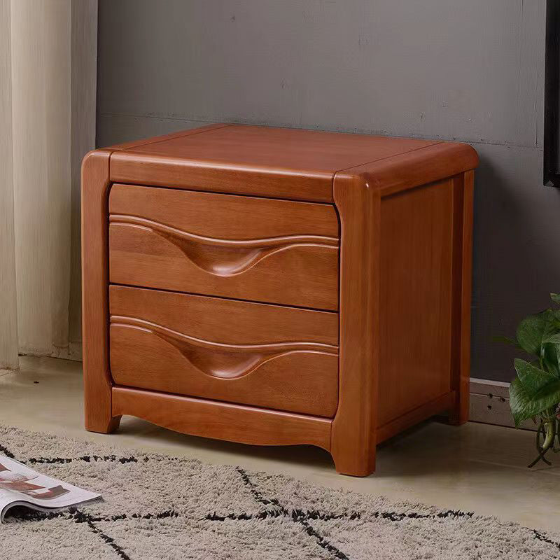 Solid Wood Nightstand Modern 2-drawer Bedside Cabinet for Living Room Nut-Brown Clearhalo 'Bedroom Furniture' 'furn' 'furn_night_stand' 'Furniture' 'night_stand' 'Nightstands' 6182701
