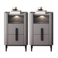 2-drawer Nightstand 21.65" Tall Charging Station Bedside Cabinet 14"L x 18"W x 22"H Light Gray 2 Piece Set Clearhalo 'Bedroom Furniture' 'furn' 'furn_night_stand' 'Furniture' 'night_stand' 'Nightstands' 6182717