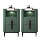 2-drawer Nightstand 21.65" Tall Charging Station Bedside Cabinet 14"L x 18"W x 22"H Blackish Green 2 Piece Set Clearhalo 'Bedroom Furniture' 'furn' 'furn_night_stand' 'Furniture' 'night_stand' 'Nightstands' 6182719