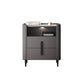 2-drawer Nightstand 21.65" Tall Charging Station Bedside Cabinet 20"L x 18"W x 22"H Dark Gray 1 Piece Clearhalo 'Bedroom Furniture' 'furn' 'furn_night_stand' 'Furniture' 'night_stand' 'Nightstands' 6182721