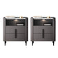 2-drawer Nightstand 21.65" Tall Charging Station Bedside Cabinet 20"L x 18"W x 22"H Dark Gray 2 Piece Set Clearhalo 'Bedroom Furniture' 'furn' 'furn_night_stand' 'Furniture' 'night_stand' 'Nightstands' 6182722