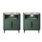 2-drawer Nightstand 21.65" Tall Charging Station Bedside Cabinet 20"L x 18"W x 22"H Blackish Green 2 Piece Set Clearhalo 'Bedroom Furniture' 'furn' 'furn_night_stand' 'Furniture' 'night_stand' 'Nightstands' 6182727