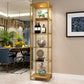 Glass Door Curio Display Glam Style Display Stand with Shelves 20"L x 16"W x 79"H Gold Clearhalo 'Display & China Cabinets' 'display_china_cabinets' 'furn' 'furn_display_china_cabinets' 'Furniture' 'Kitchen & Dining Furniture' 6182820
