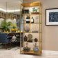 Glass Door Curio Display Glam Style Display Stand with Shelves 31"L x 16"W x 79"H Gold Clearhalo 'Display & China Cabinets' 'display_china_cabinets' 'furn' 'furn_display_china_cabinets' 'Furniture' 'Kitchen & Dining Furniture' 6182826