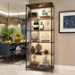 Glass Door Curio Display Glam Style Display Stand with Shelves 31"L x 16"W x 79"H Black Clearhalo 'Display & China Cabinets' 'display_china_cabinets' 'furn' 'furn_display_china_cabinets' 'Furniture' 'Kitchen & Dining Furniture' 6182828