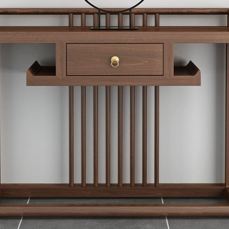 Mesa de consola de 30.71 pulgadas de altura Mesa de acento de madera maciza con estante