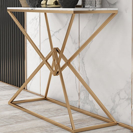 11.8" W Modern Console Accent Table Antique Finish Sofa Console Table in Marble Clearhalo 'Console Tables' 'console_tables' 'Entry & Mudroom Furniture' 'furn' 'furn_console_tables' 'Furniture' 6183186
