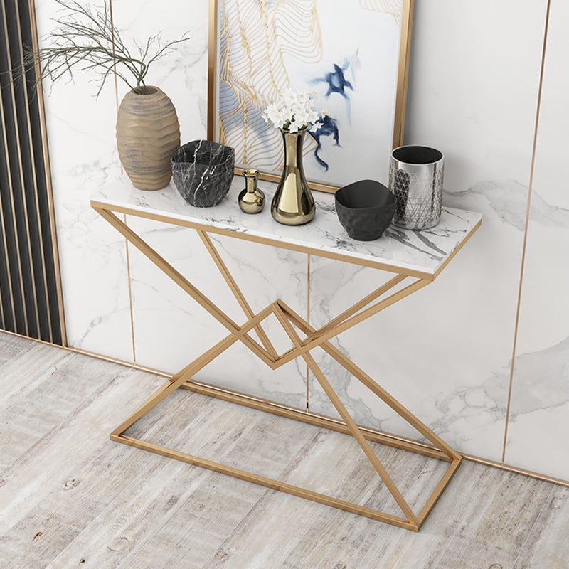 11.8" W Modern Console Accent Table Antique Finish Sofa Console Table in Marble Clearhalo 'Console Tables' 'console_tables' 'Entry & Mudroom Furniture' 'furn' 'furn_console_tables' 'Furniture' 6183189