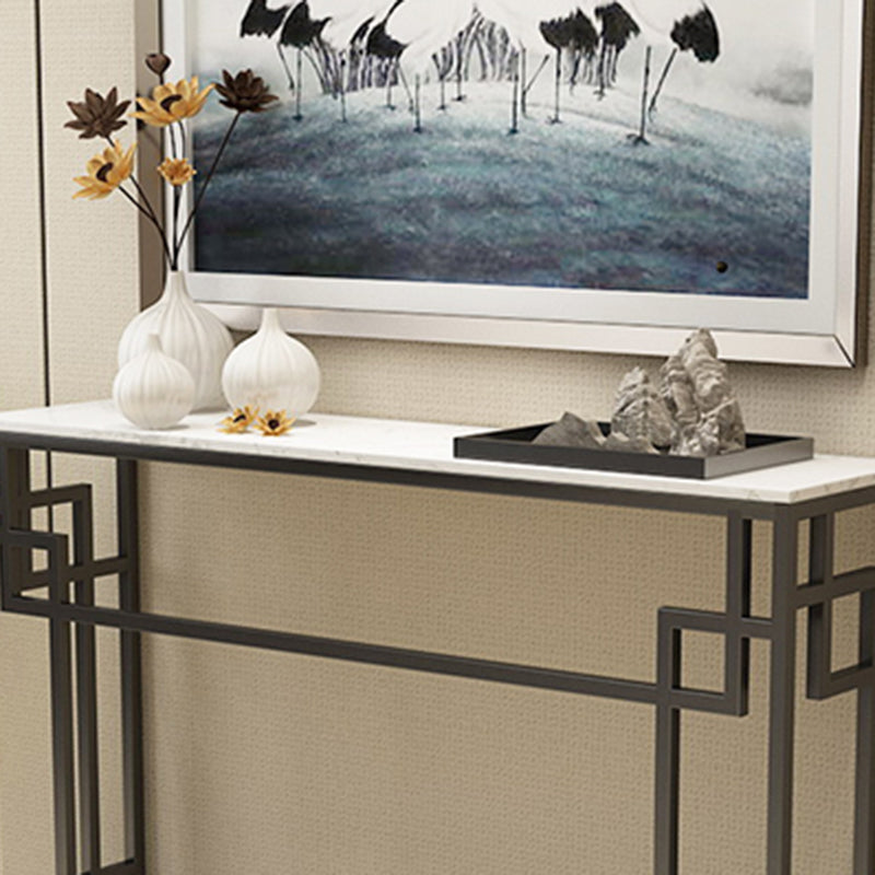 Modern Sofa Console Table Antique Finish Console Accent Table in Marble Clearhalo 'Console Tables' 'console_tables' 'Entry & Mudroom Furniture' 'furn' 'furn_console_tables' 'Furniture' 6183272