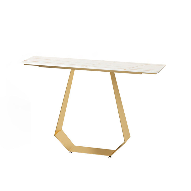 31.5" H Contemporary Console Accent Table Antique Finish Sofa Console Table in Marble Gold White Gold Clearhalo 'Console Tables' 'console_tables' 'Entry & Mudroom Furniture' 'furn' 'furn_console_tables' 'Furniture' 6183299
