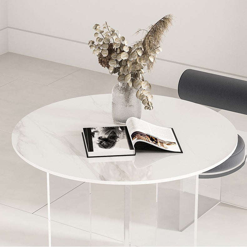 Pièces modernes 1/2/3/5 Pièces à manger Table à manger en pierre ronde pour café