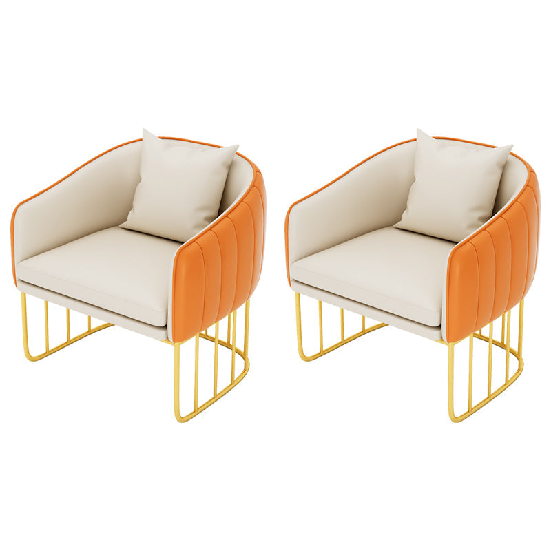 Glam Style Sintered Stone Dining Set 1/2/3/4/5 Pieces Dining Table Set for Home Use 2 Orange Chairs Clearhalo 'Dining Room Sets' 'Dining Tables & Seating' 'dining_room_set' 'furn' 'furn_dining_room_set' 'Furniture' 'Kitchen & Dining Furniture' 6183435