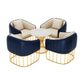 Glam Style Sintered Stone Dining Set 1/2/3/4/5 Pieces Dining Table Set for Home Use 5 Pieces: Table, 4 Blue Chairs Clearhalo 'Dining Room Sets' 'Dining Tables & Seating' 'dining_room_set' 'furn' 'furn_dining_room_set' 'Furniture' 'Kitchen & Dining Furniture' 6183442