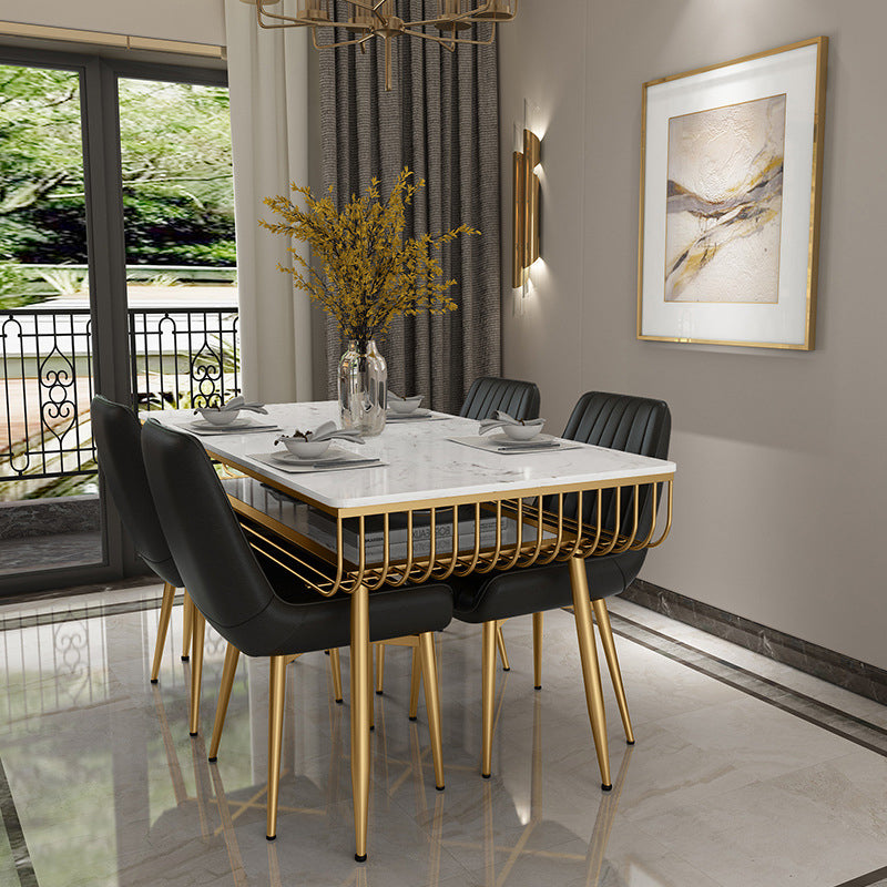 Nordic 1/4/5/7 Pieces Dining Set Rectangle Stone Dining Table for Kitchen Clearhalo 'Dining Room Sets' 'Dining Tables & Seating' 'dining_room_set' 'furn' 'furn_dining_room_set' 'Furniture' 'Kitchen & Dining Furniture' 6183560