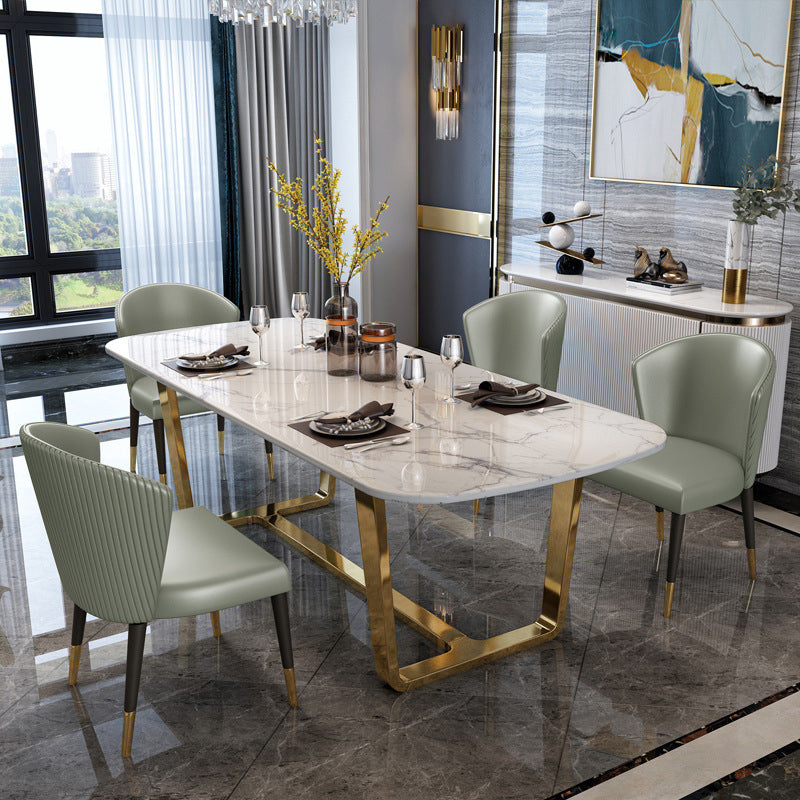 Contemporary Style Rectangle Table Set 1/4/5/7 Pieces Dining Set for Home Use 5 Pieces: Table, 4 Chairs Clearhalo 'Dining Room Sets' 'Dining Tables & Seating' 'dining_room_set' 'furn' 'furn_dining_room_set' 'Furniture' 'Kitchen & Dining Furniture' 6183613