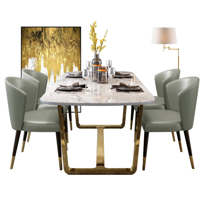 Contemporary Style Rectangle Table Set 1/4/5/7 Pieces Dining Set for Home Use Clearhalo 'Dining Room Sets' 'Dining Tables & Seating' 'dining_room_set' 'furn' 'furn_dining_room_set' 'Furniture' 'Kitchen & Dining Furniture' 6183618