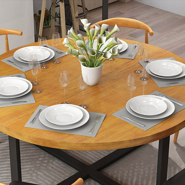 1/7 pezzi moderni set da pranzo tavolo rotondo in legno massiccio con sedie in pelle
