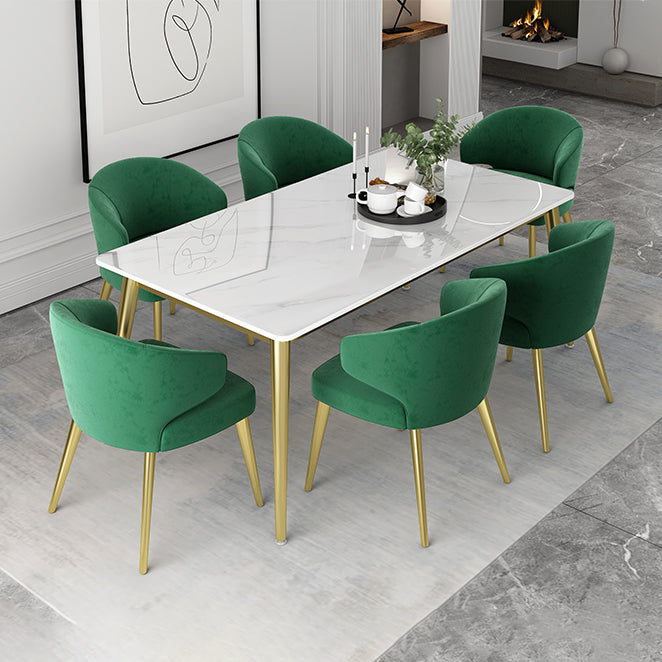 Ensemble de Table à manger rectangulaire 1/2/5 pièces, Table et chaises de salle à manger en pierre moderne